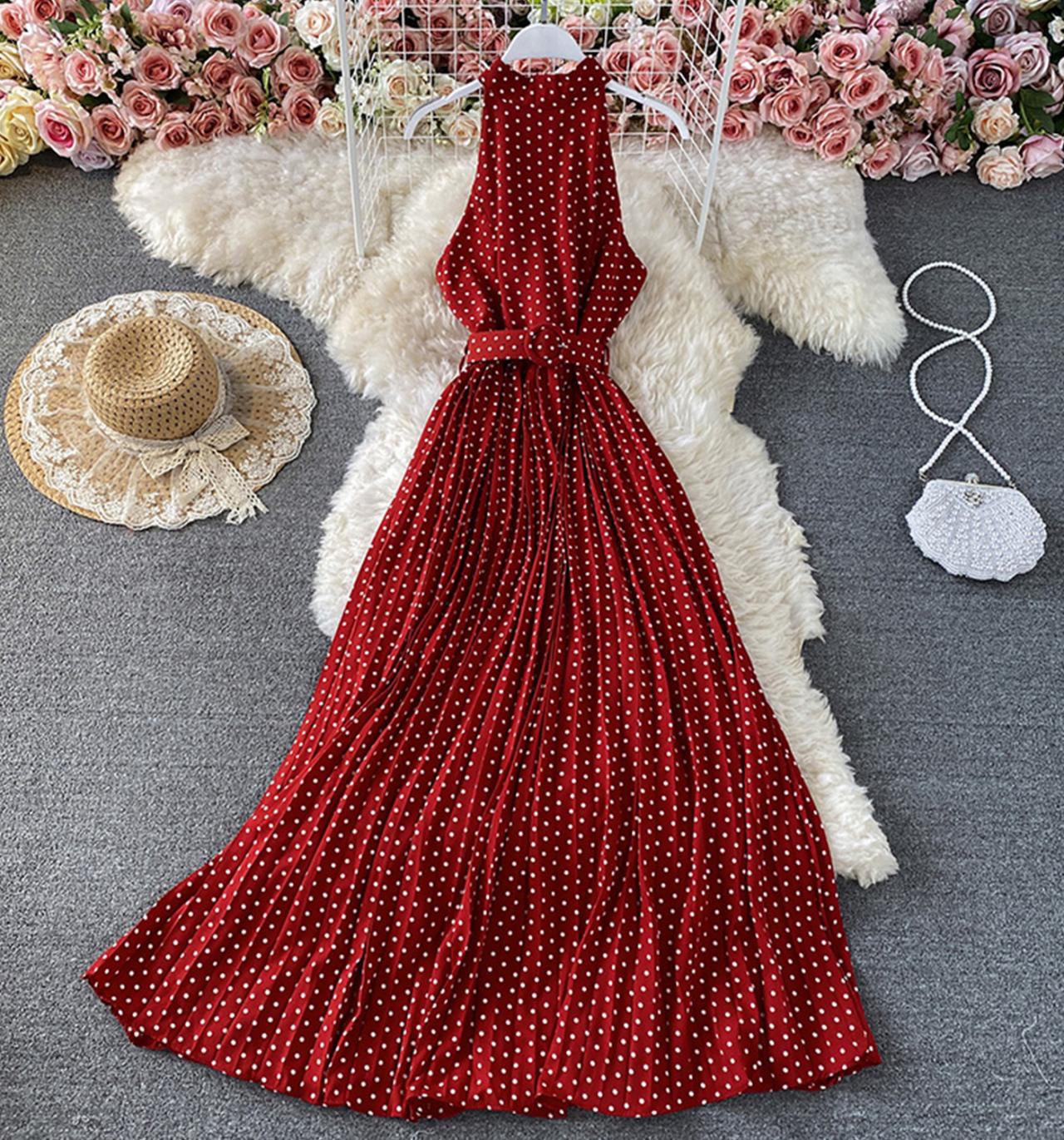 Elegant A line polka dot dress off shoulder dress  713