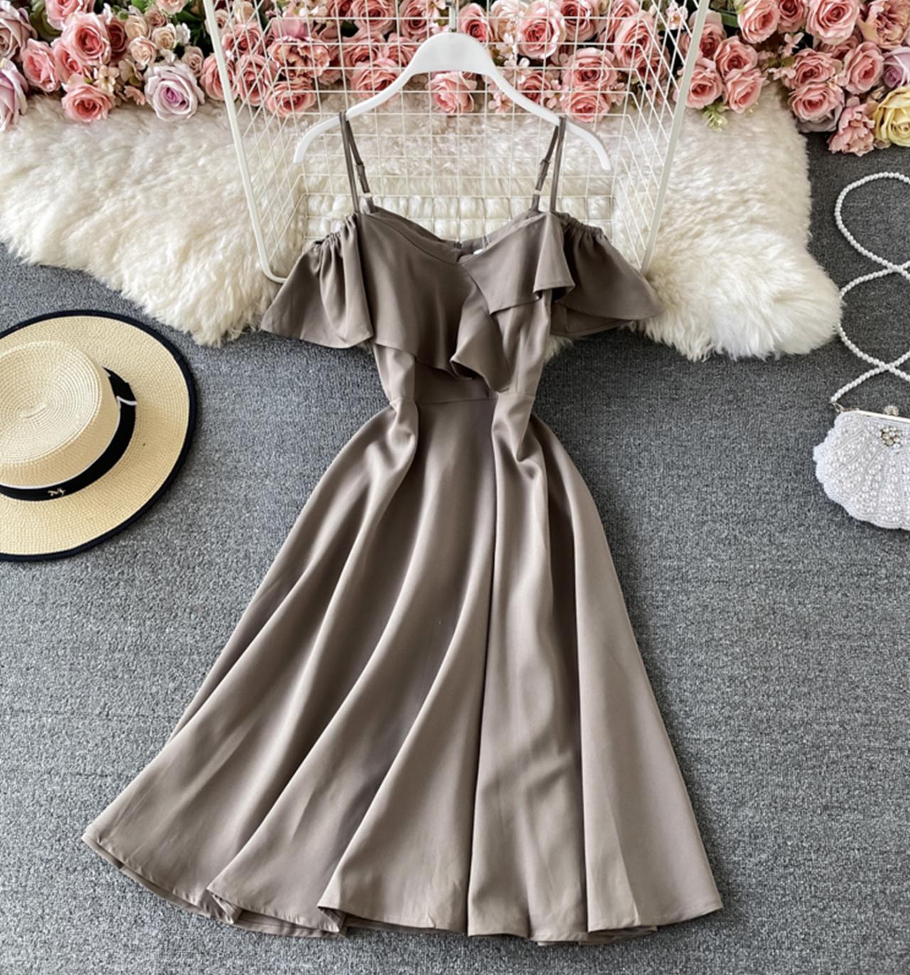 Cute off shoulder short dress A line fashion dress  744