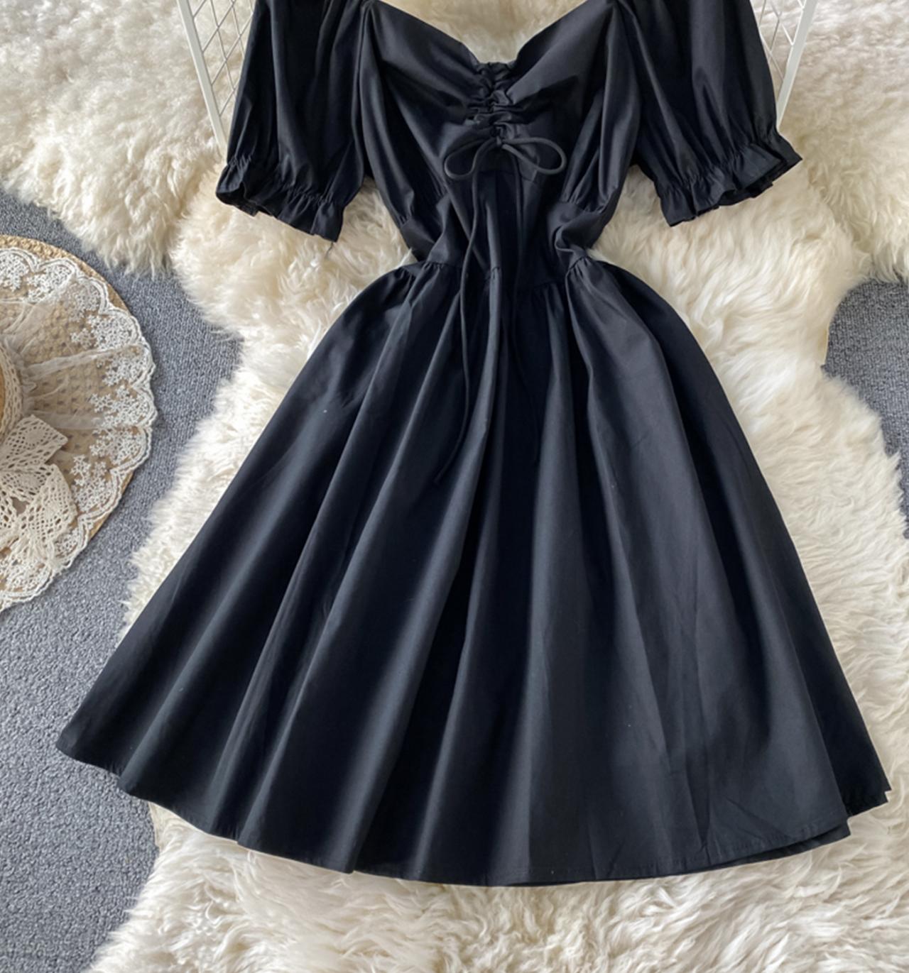 Schwarzes kurzes Partykleid in A-Linie 715