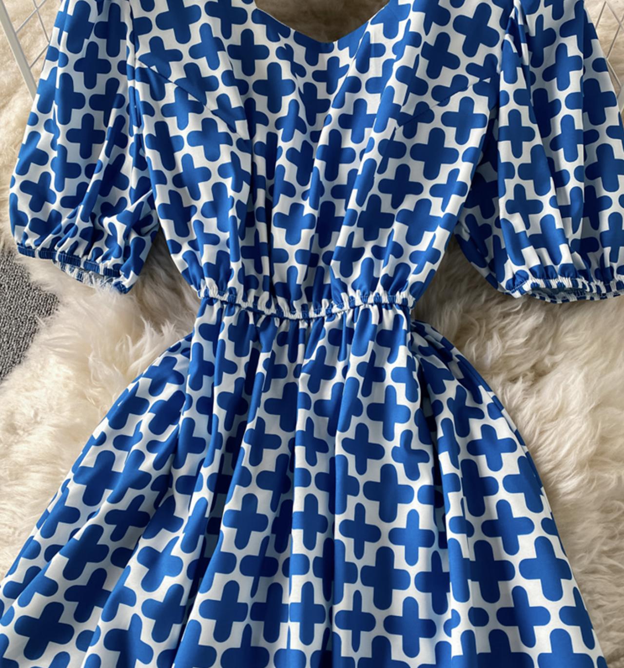 Cute A line round neck dress back bow dress dress  706