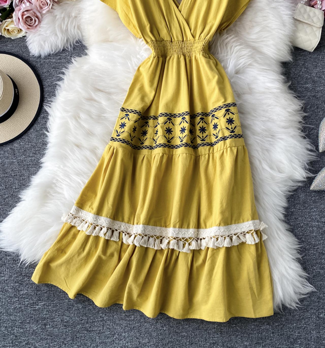 Cute v neck short dress fashion dress  701