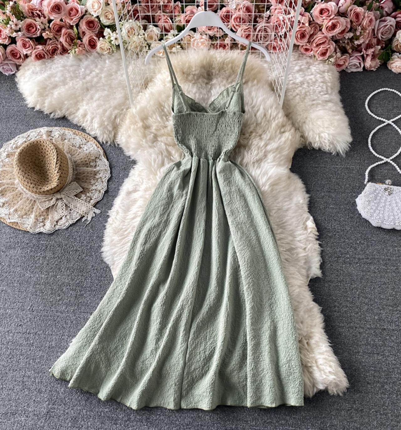 A line v neck short dress fashion dress  728