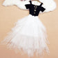 Süßes schulterfreies Kleid aus Tüll Modekleid 725
