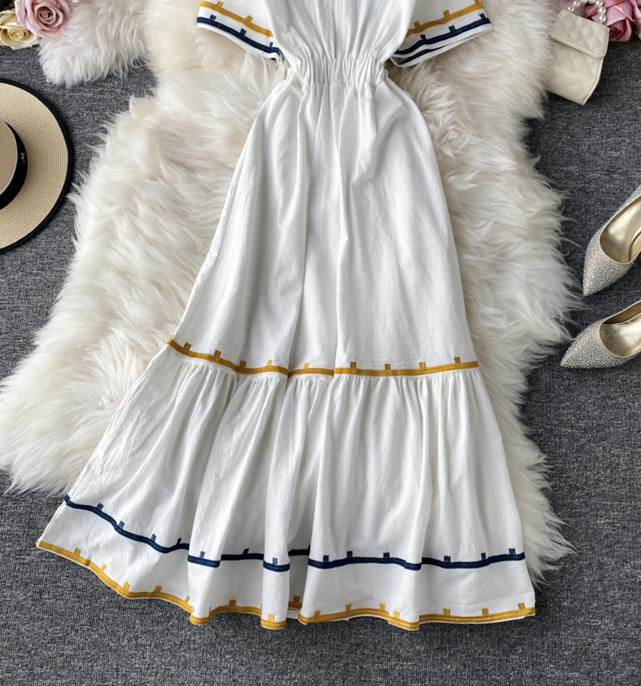 Simple v neck short dress fashion dress  702