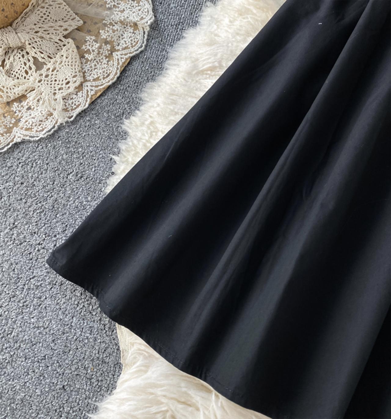 Schwarzes kurzes Partykleid in A-Linie 715
