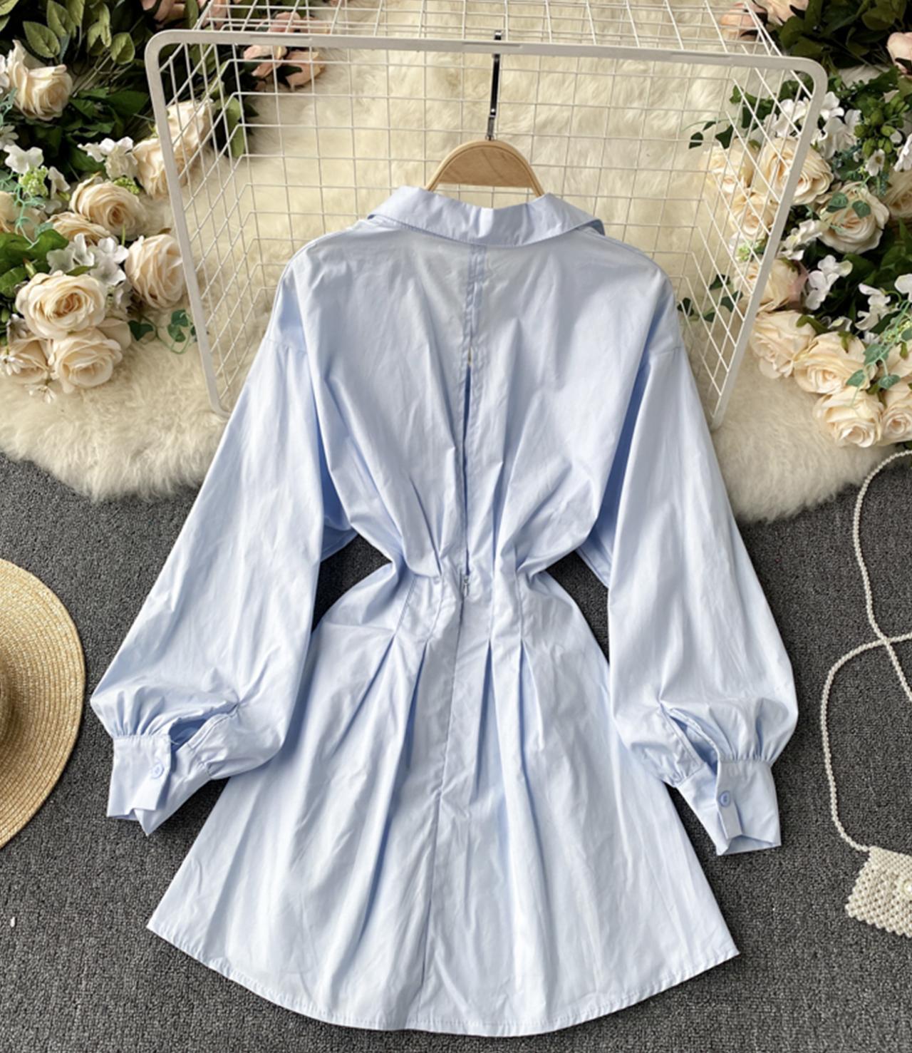 A line lace-up halter shirt dress fashion dress  730