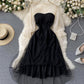 Black A line tulle short dress fashion dress  732