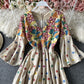 Cute A line embroidered dress  734