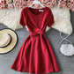Cute A line round neck short dress  703
