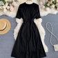 Black A line short dress fashion dress  729