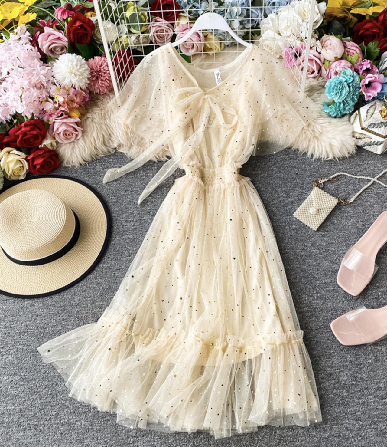 Cute tulle sequins short dress fashion dress  735