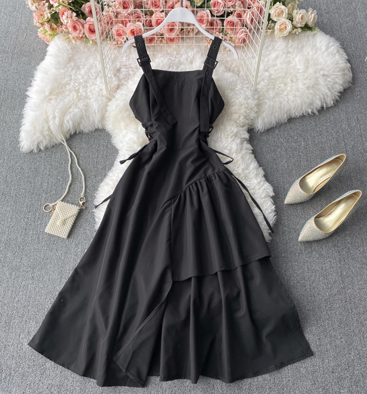 Black A line dress fashion dress  726