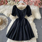 Schwarzes kurzes Partykleid in A-Linie 715