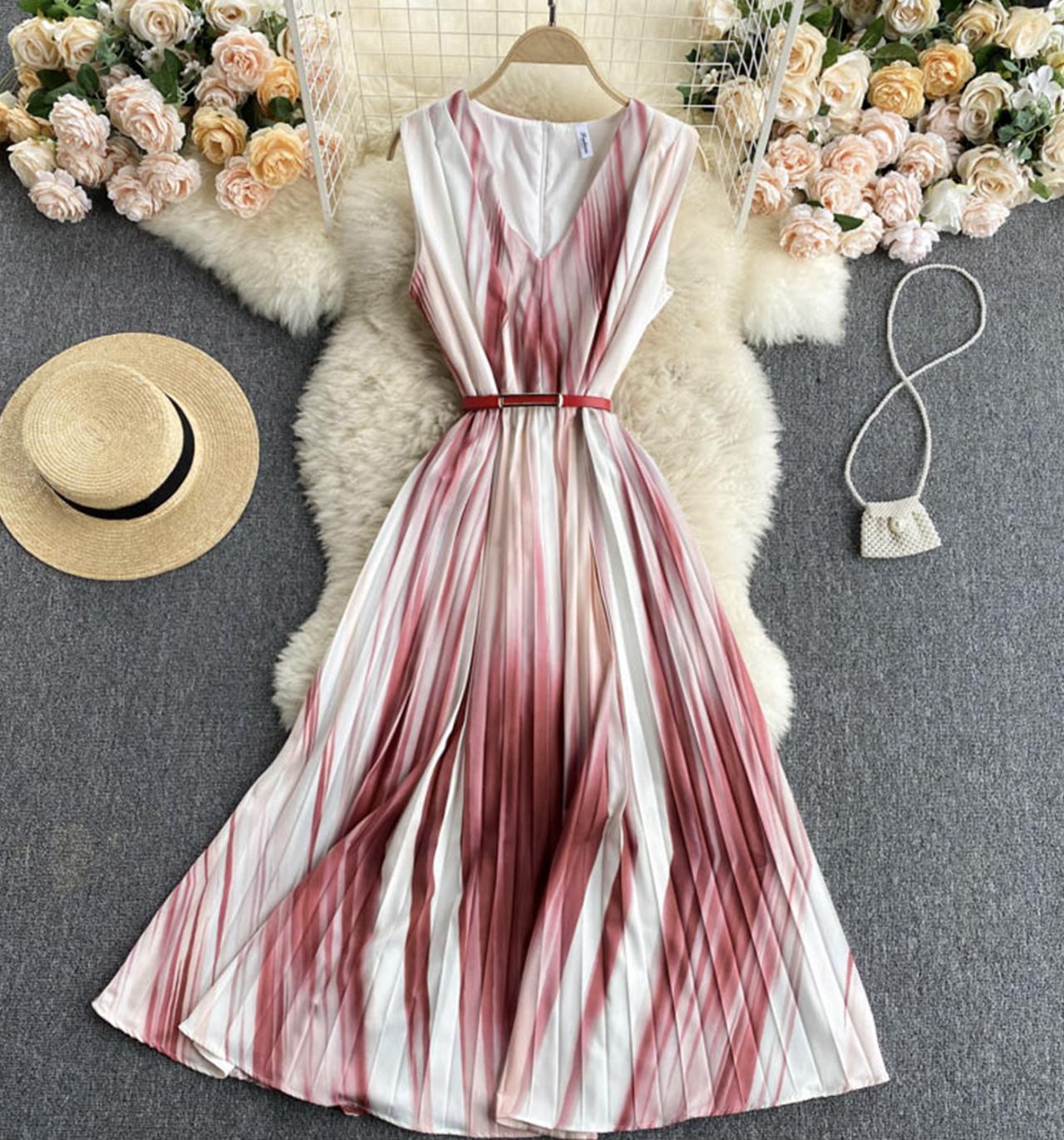 Stylish v neck A line dress fashion dress  704