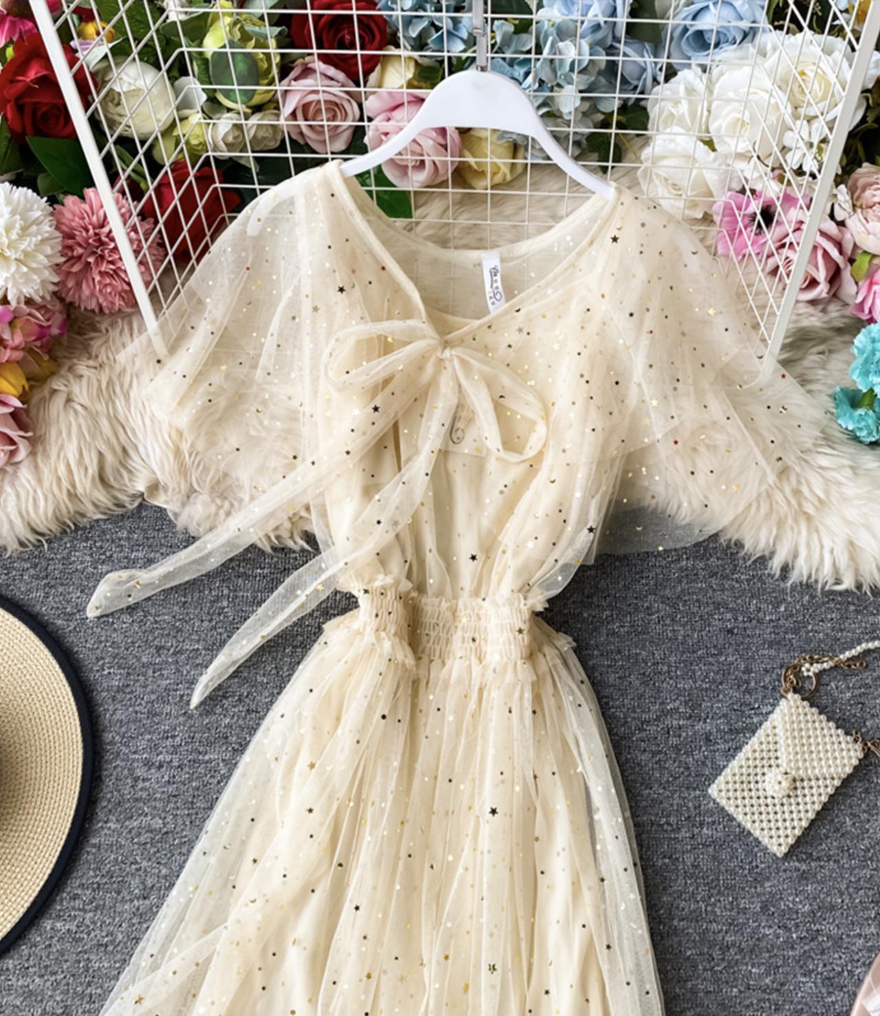 Cute tulle sequins short dress fashion dress  735