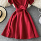 Cute A line round neck short dress  703