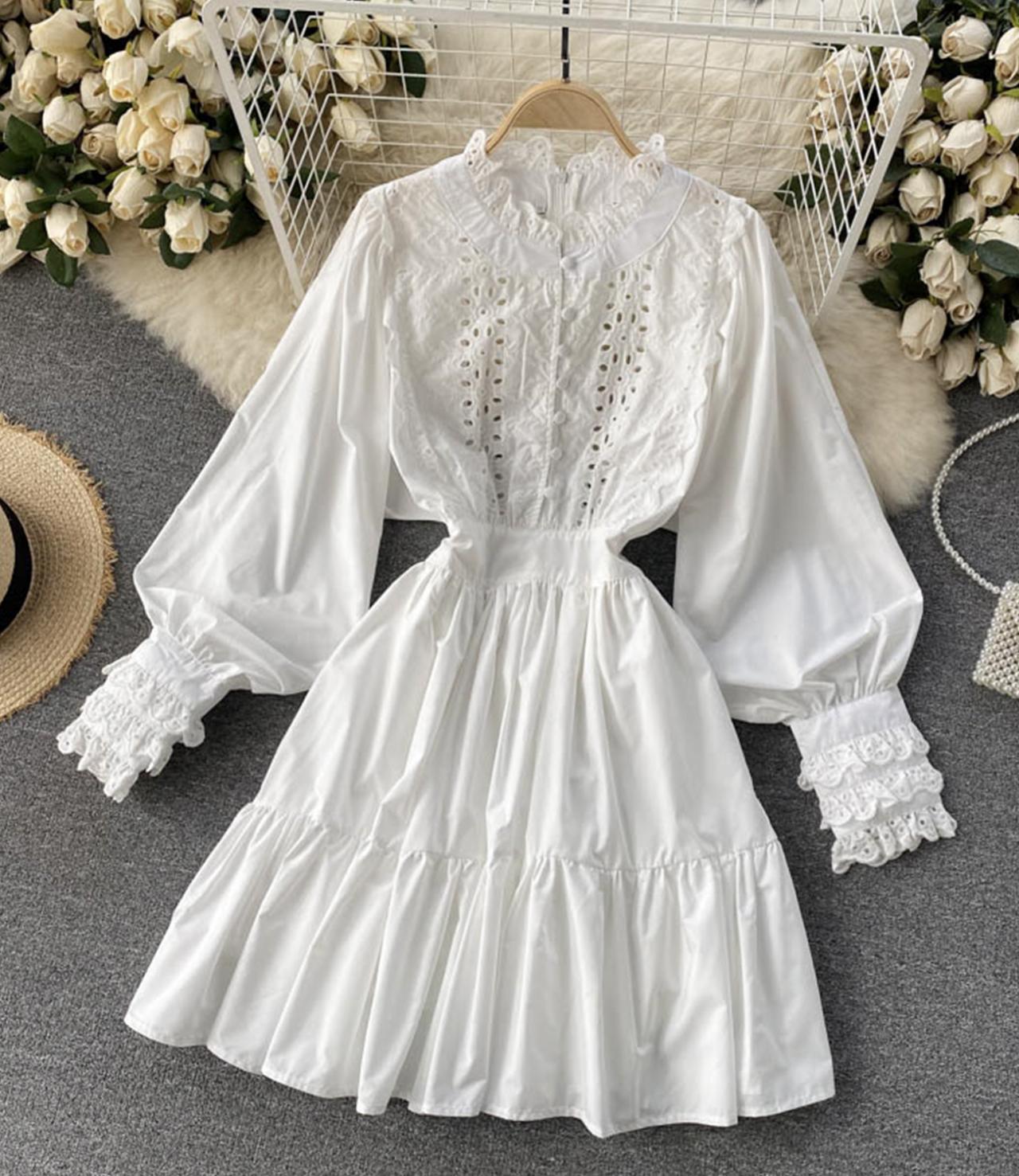 Cute A line long sleeve dress fashion dress  736