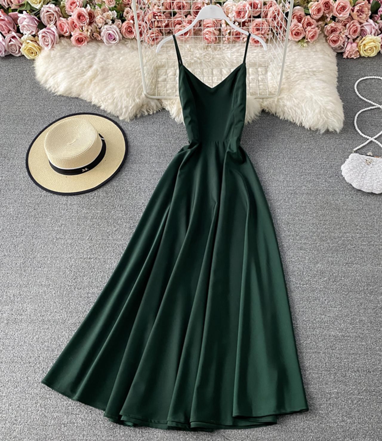 Simple A line v neck dress fashion dress  739