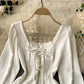 Cute long sleeve dress lace up dress  738