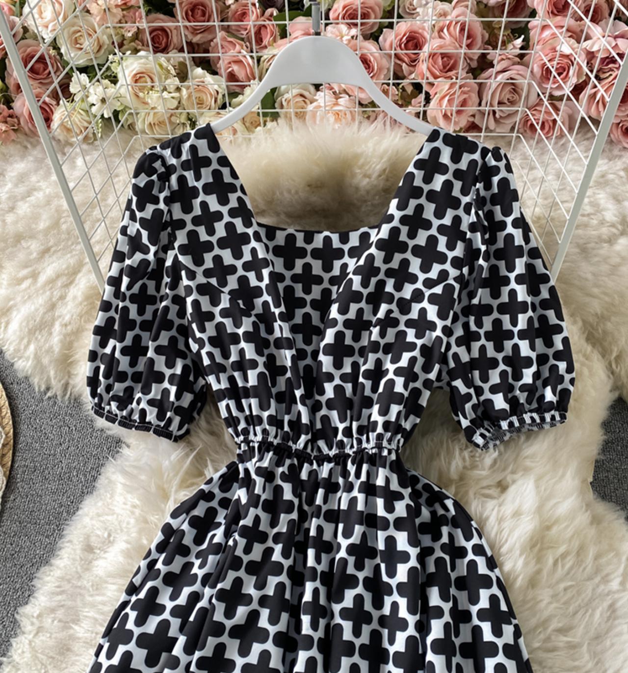 Cute A line round neck dress back bow dress dress  706