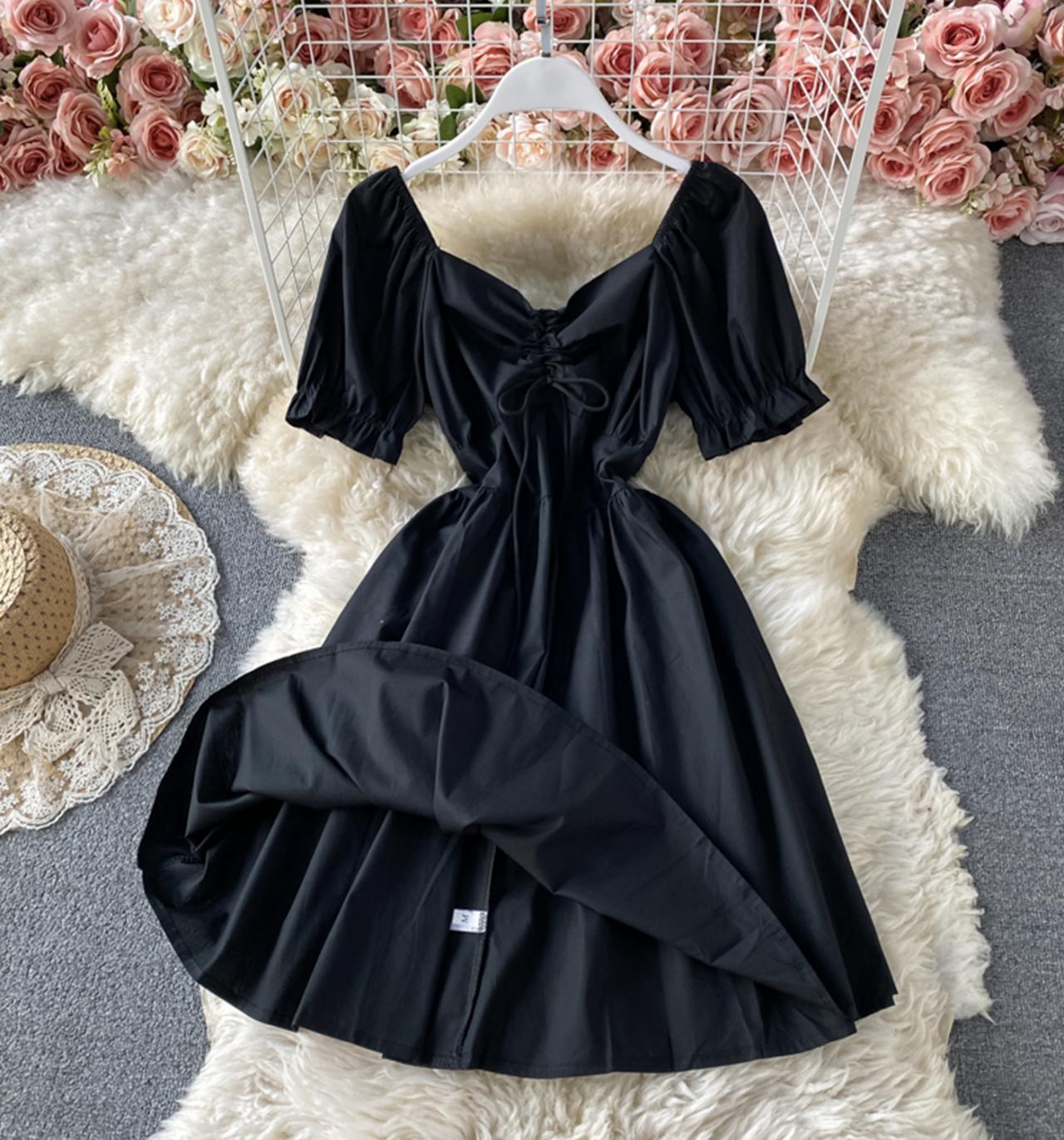 Schwarzes kurzes Partykleid in A-Linie 715