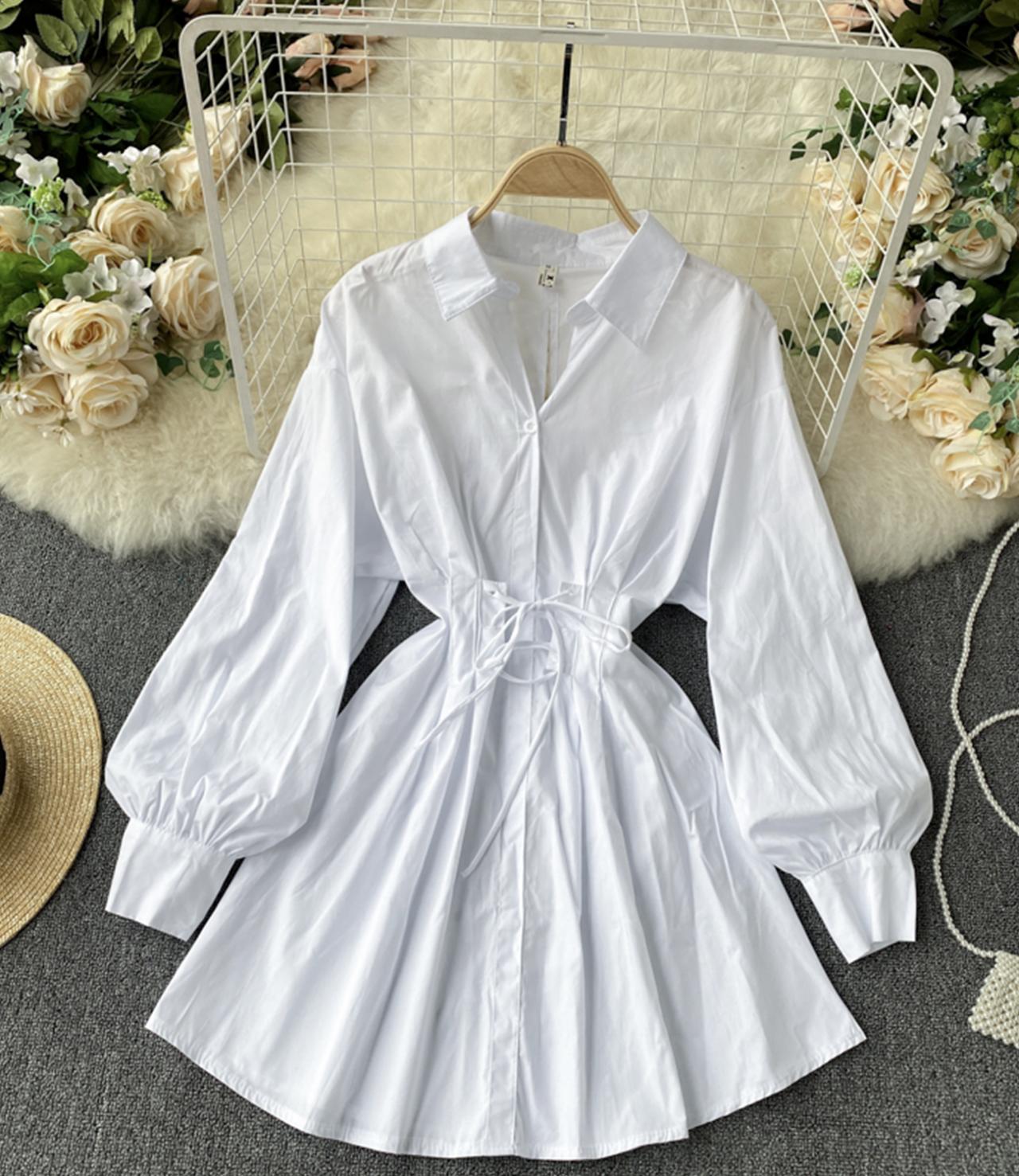 A line lace-up halter shirt dress fashion dress  730