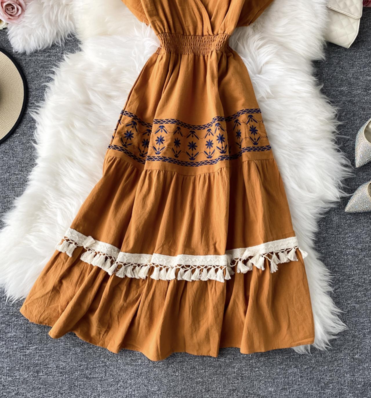 Cute v neck short dress fashion dress  701