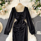 Cute long sleeve dress lace up dress  738