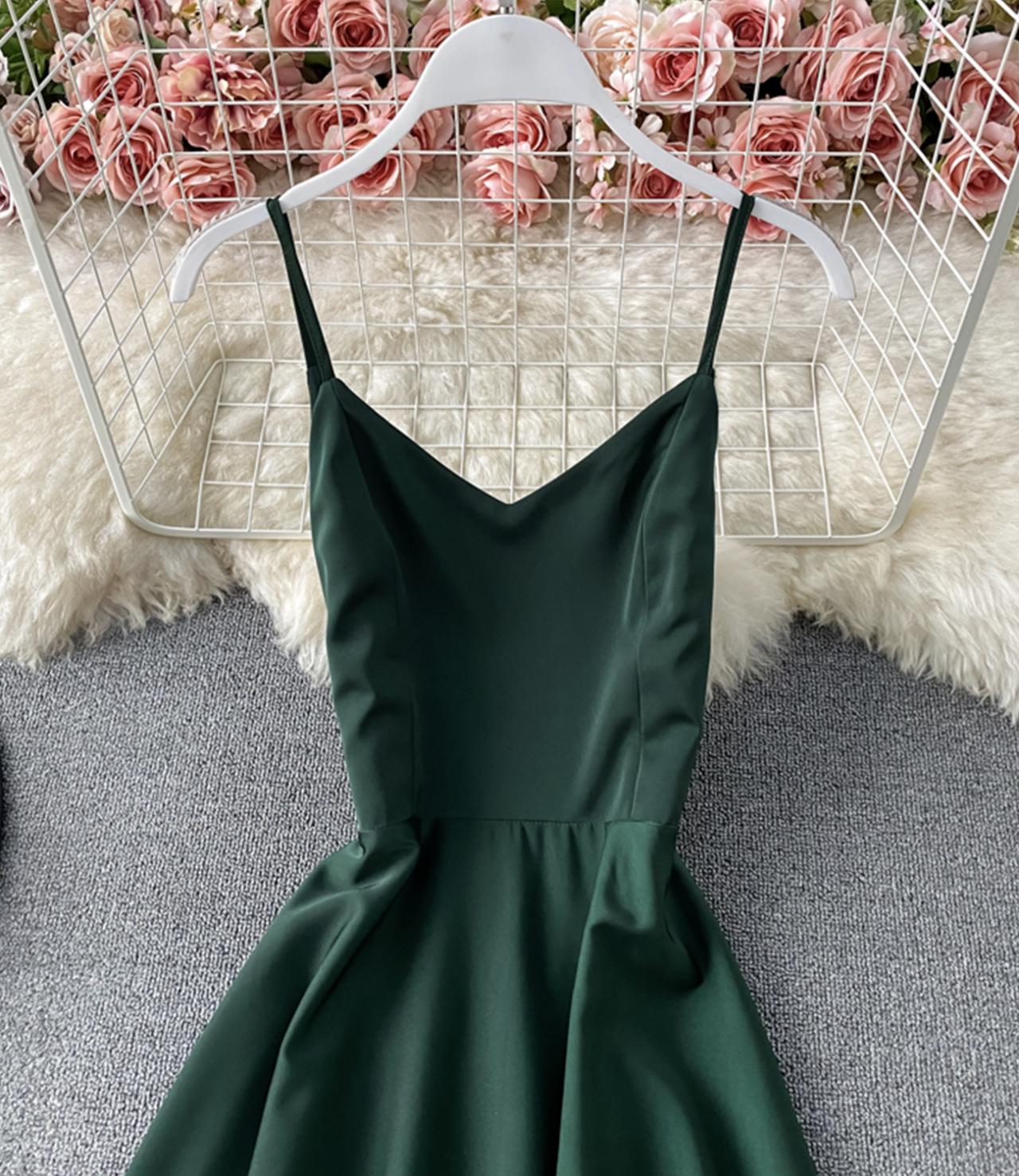 Simple A line v neck dress fashion dress  739