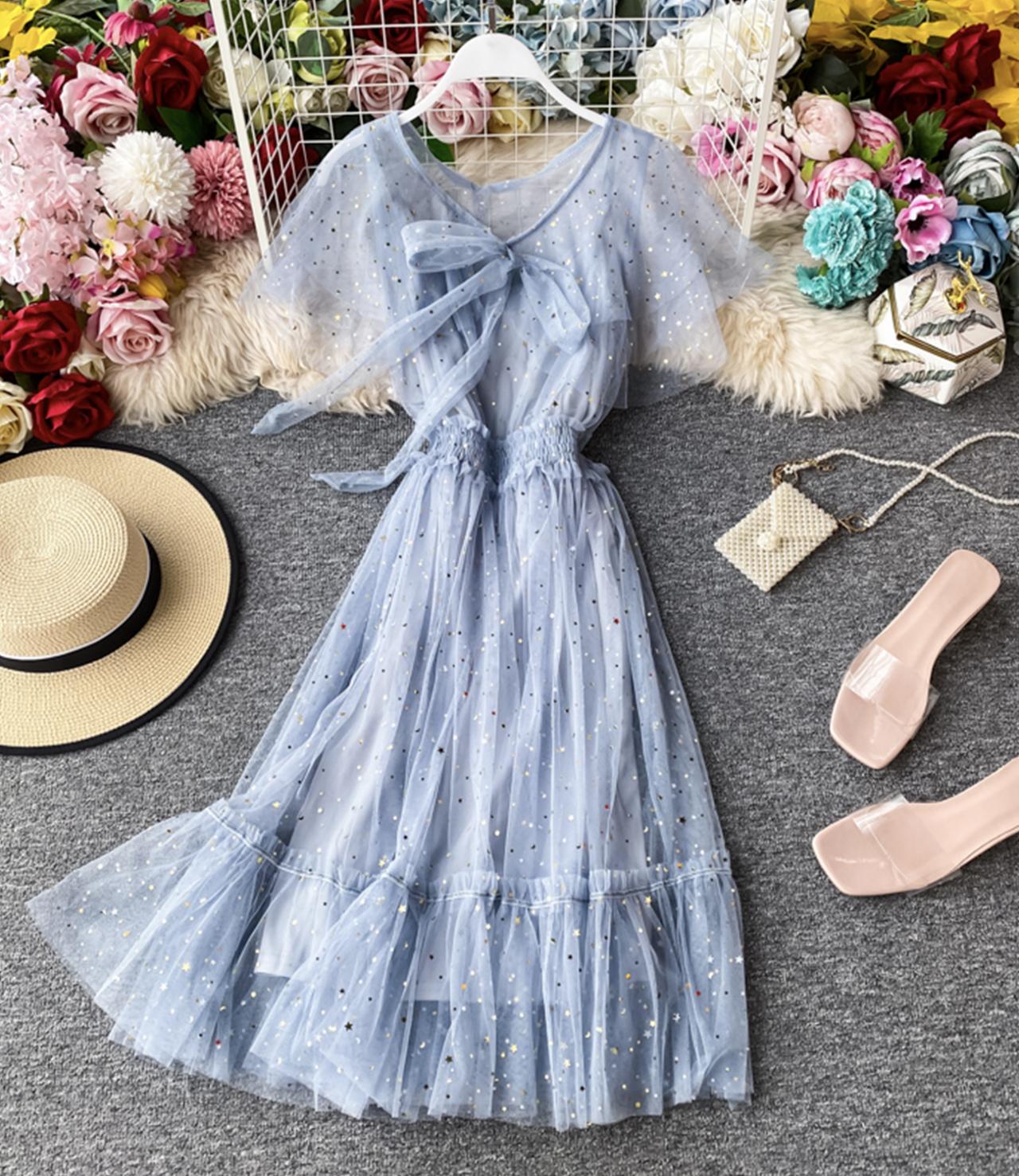 Cute tulle sequins short dress fashion dress  735