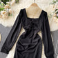 Cute long sleeve dress lace up dress  738