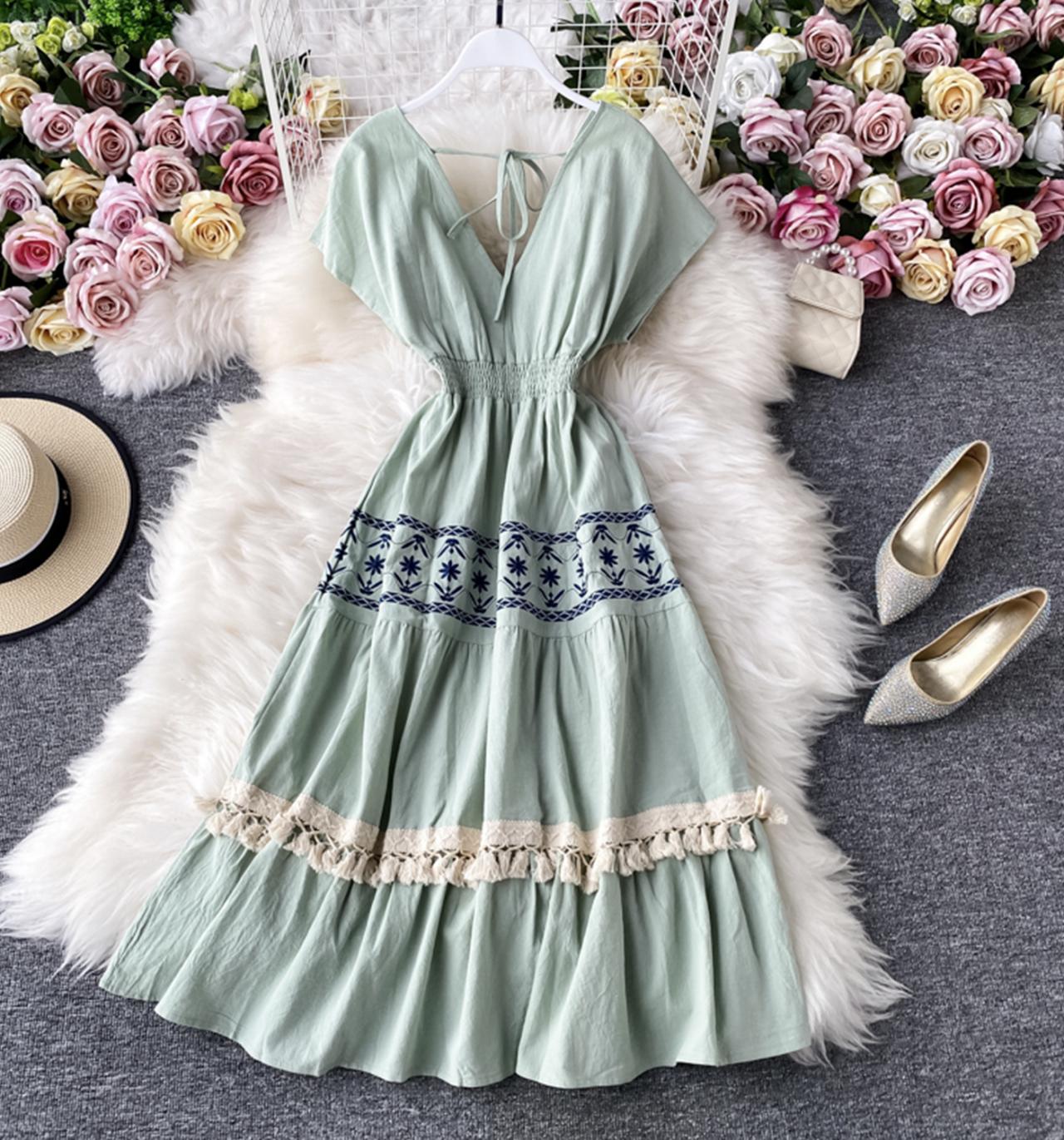 Cute v neck short dress fashion dress  701