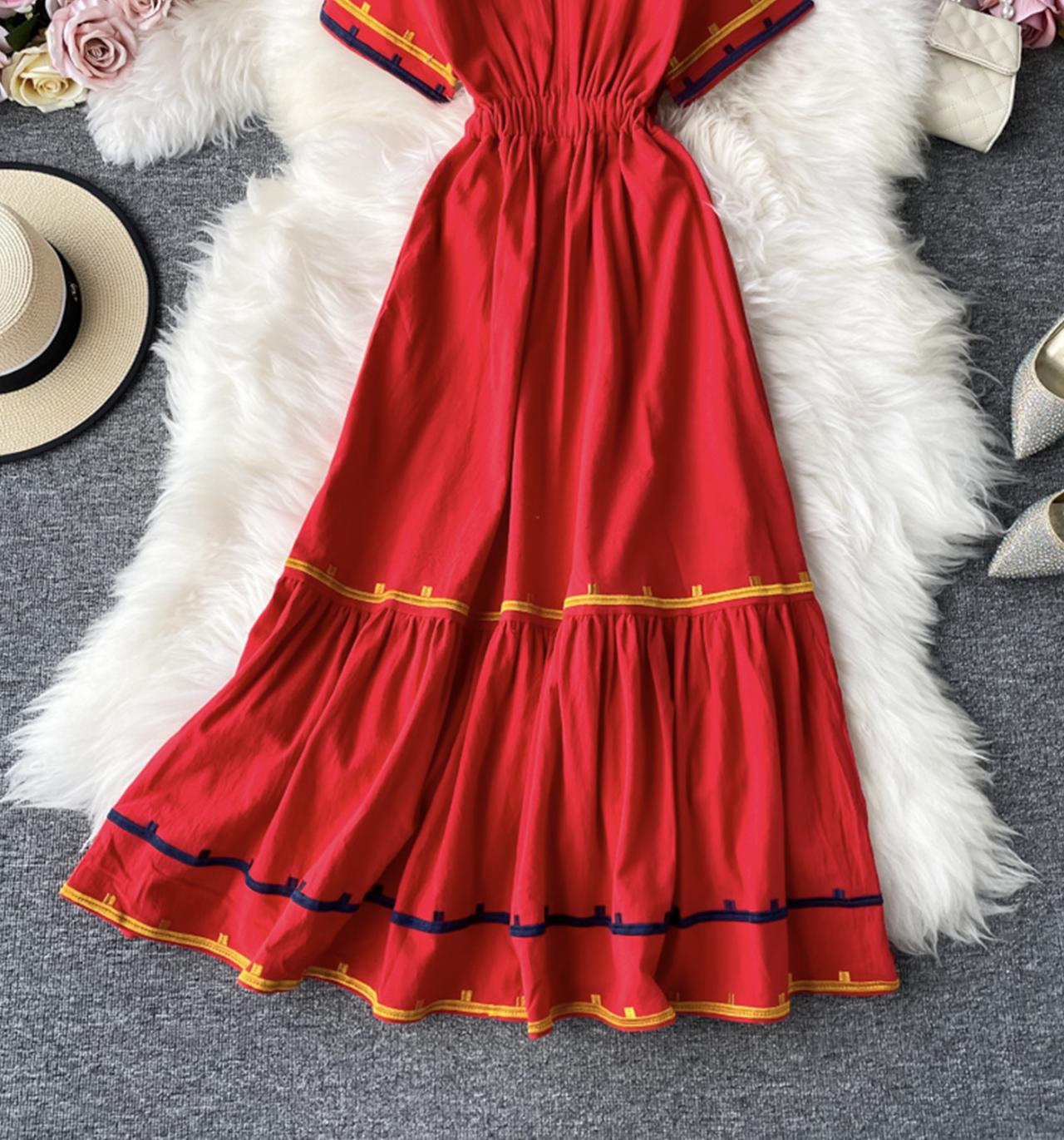 Simple v neck short dress fashion dress  702