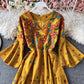 Cute A line embroidered dress  734