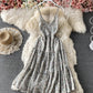 Süßes Blumenkleid in A-Linie mit V-Ausschnitt, Modekleid 721