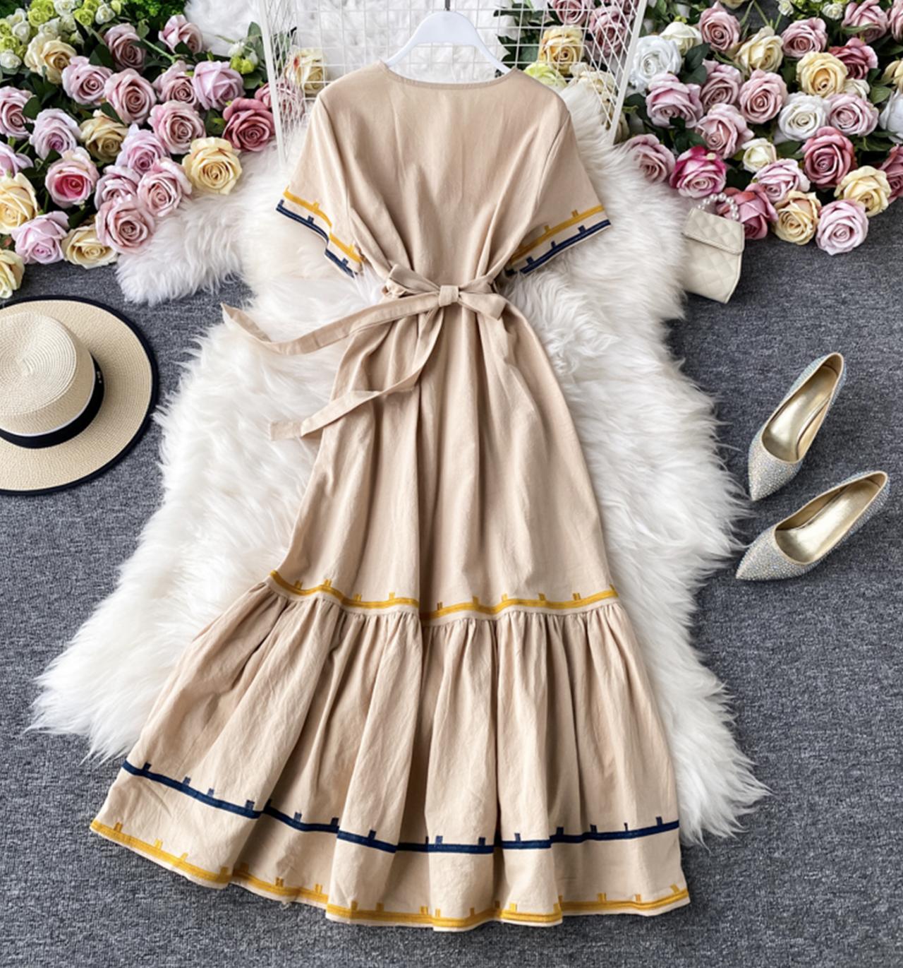 Simple v neck short dress fashion dress  702