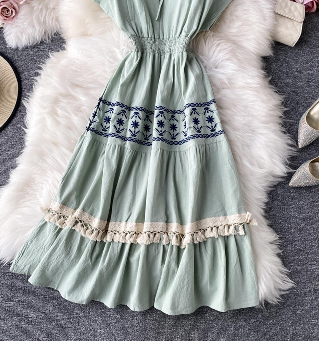 Cute v neck short dress fashion dress  701