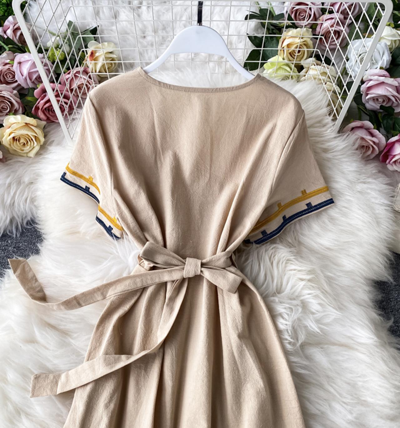 Simple v neck short dress fashion dress  702