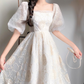 Sweet puff sleeve dress A line fashion dress  597