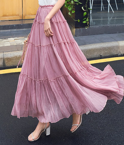 A line soft chiffon skirt women's skirt  3507