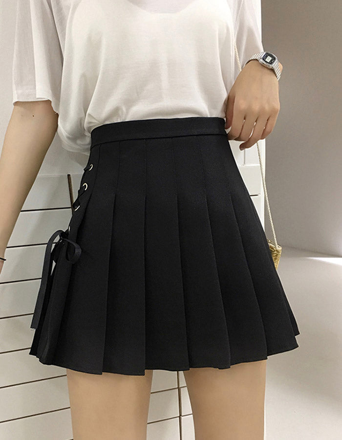 Cute A line side bow pleated skirt  3499