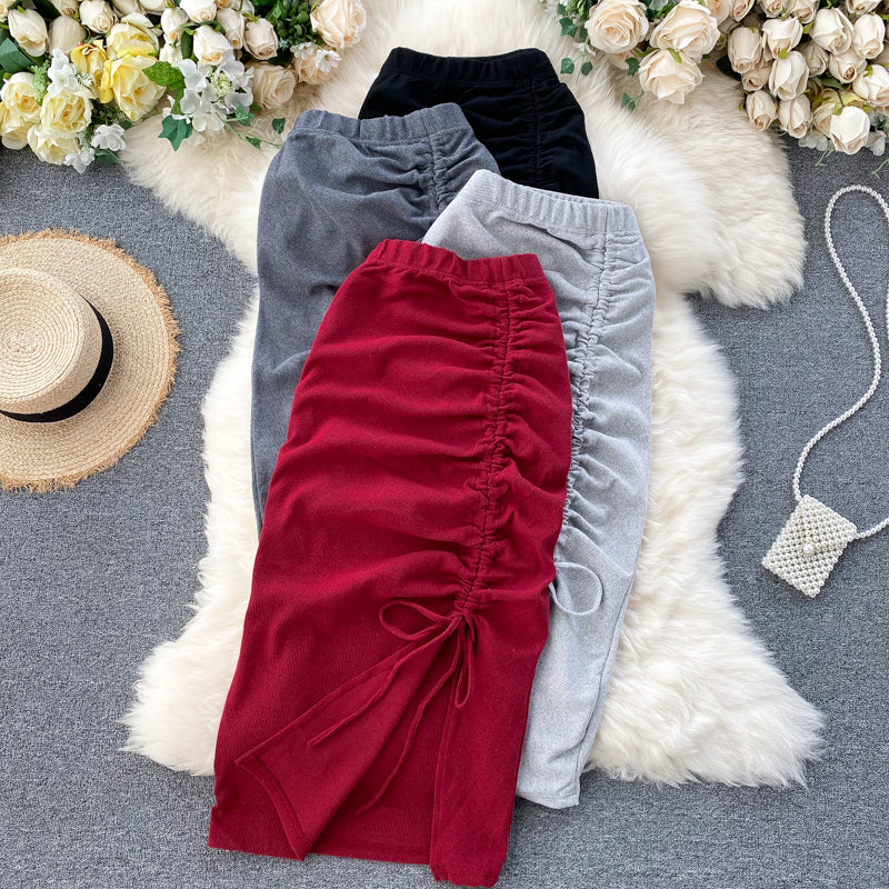 Simple drawstring skirt  3447