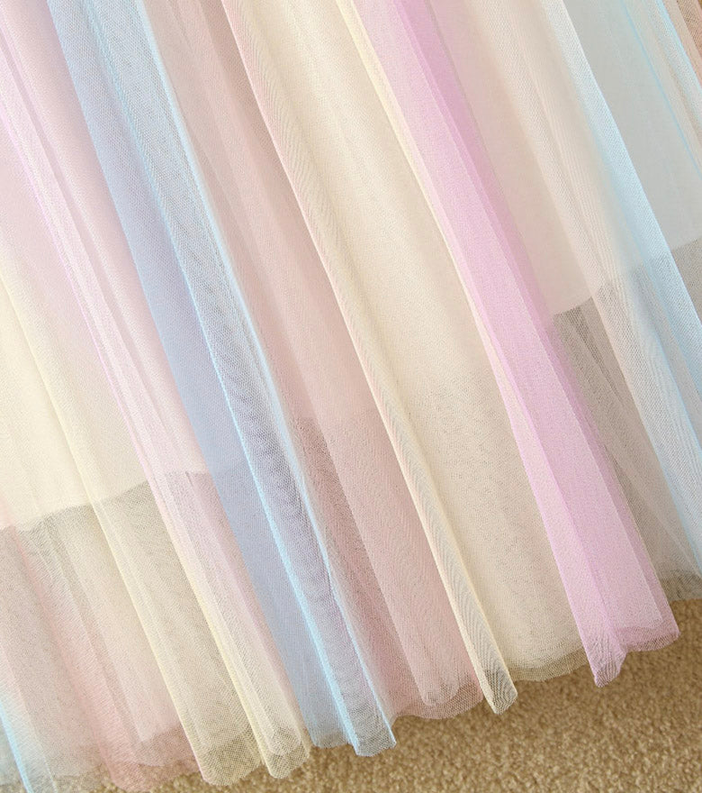 Cute rainbow color tulle skirt  3502