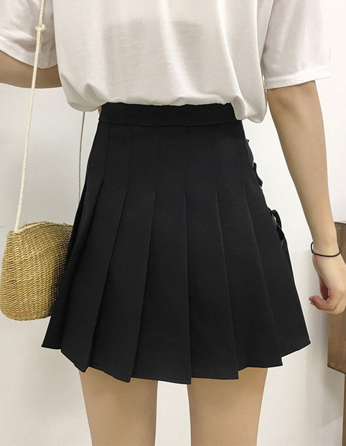 Cute A line side bow pleated skirt  3499