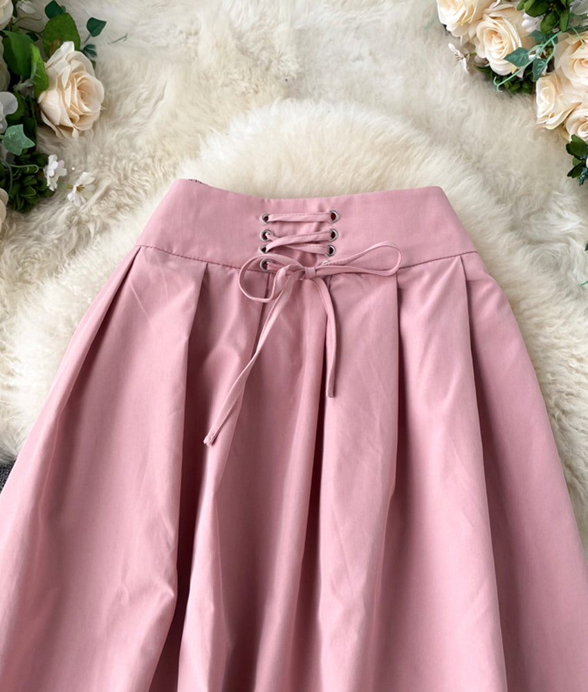 Pink A line skirt cute skirt  3459