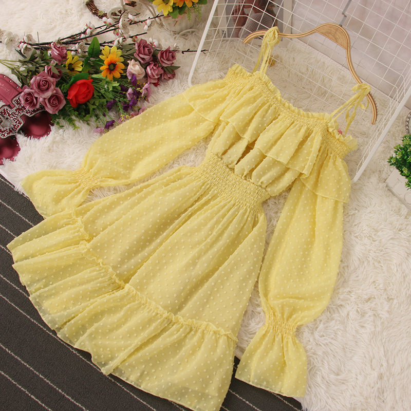 Lovely tulle long sleeve dress A line fashion dress  481