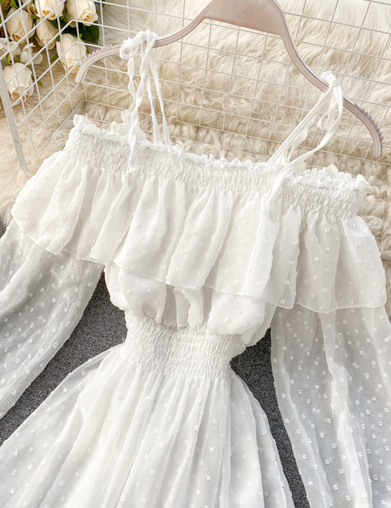 Lovely tulle long sleeve dress A line fashion dress  481