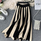 A line stripe skirt high-quality knitted skirt  3511