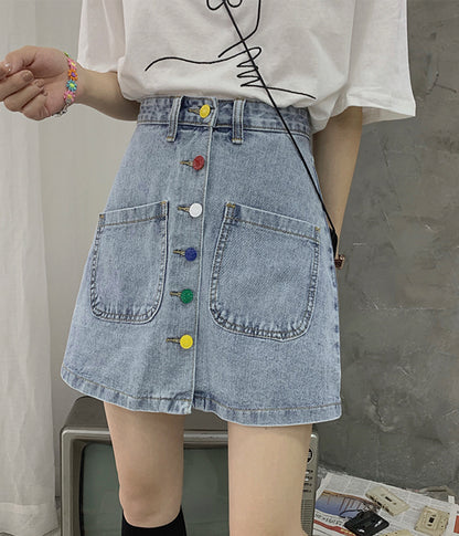 Cute denim skirt, student denim skirt  3518