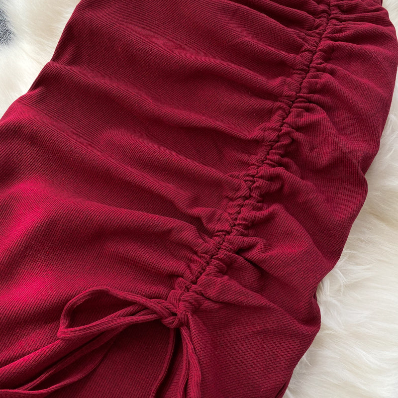 Simple drawstring skirt  3447